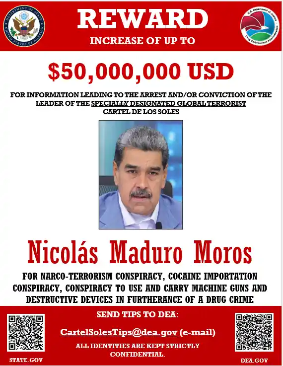Venezuela rechaza recompensa de EE.UU. UU. contra Maduro y denuncia maniobra de propaganda política