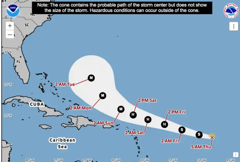 Erin avanza hacia el Caribe: sería huracán el viernes y pasaría al norte de las Antillas Menores el fin de semana